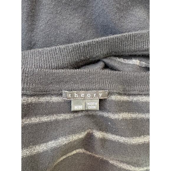 Theory Wool Blend Milly New Steady Stripe Tie Waist Fit n Flare Sweater Dress- M - Picture 8 of 8